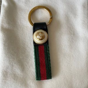 Gucci Red & Green GG Web Keychain